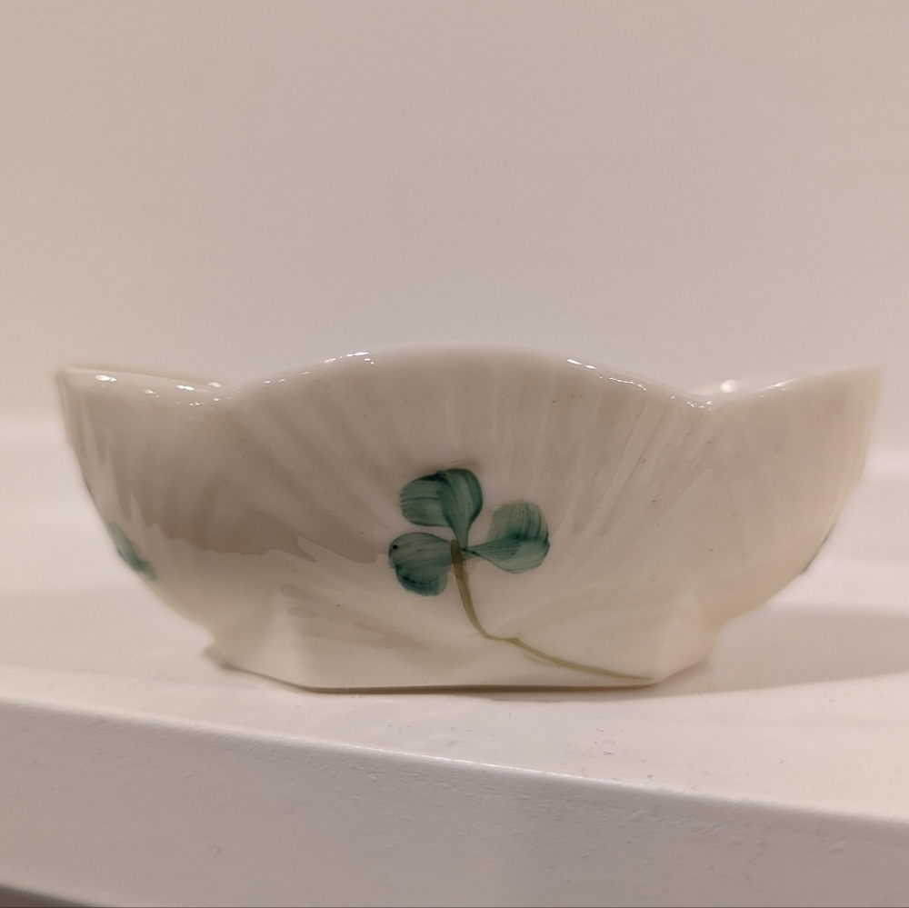 White Bowl with Green Clover Design Fine Irish China